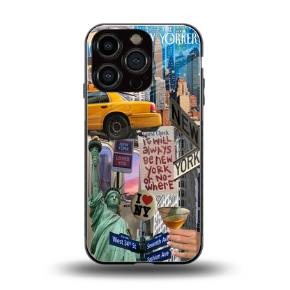 NY Forever back phone cover | glass case for iphone 16 pro