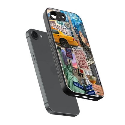 NY Forever sleek iphone 16e cover with tempered glass back and TPU edges