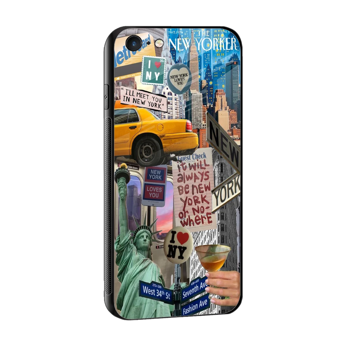 NY Forever sleek iphone 6s plus cover with tempered glass back and TPU edges