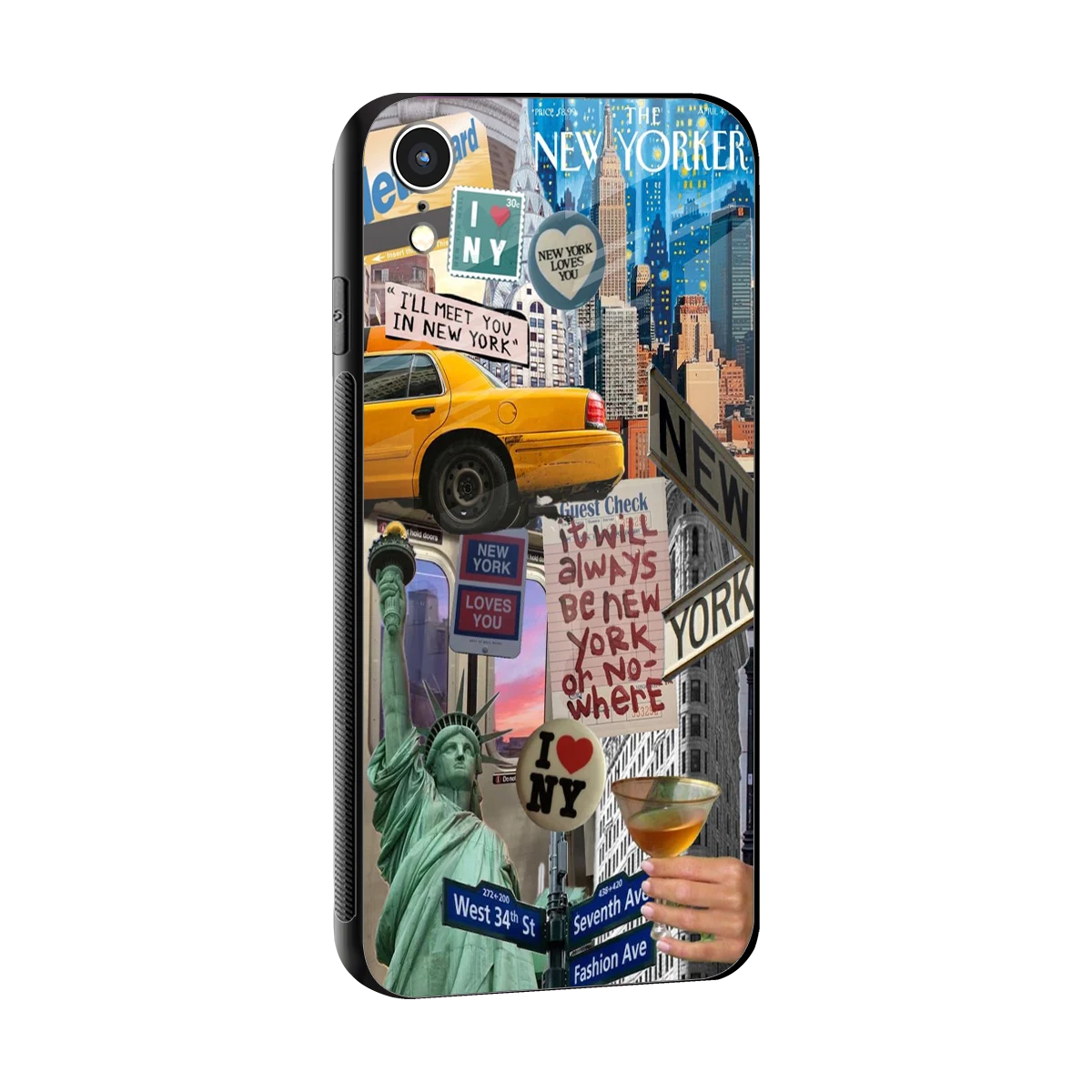 NY Forever sleek iphone xr cover with tempered glass back and TPU edges