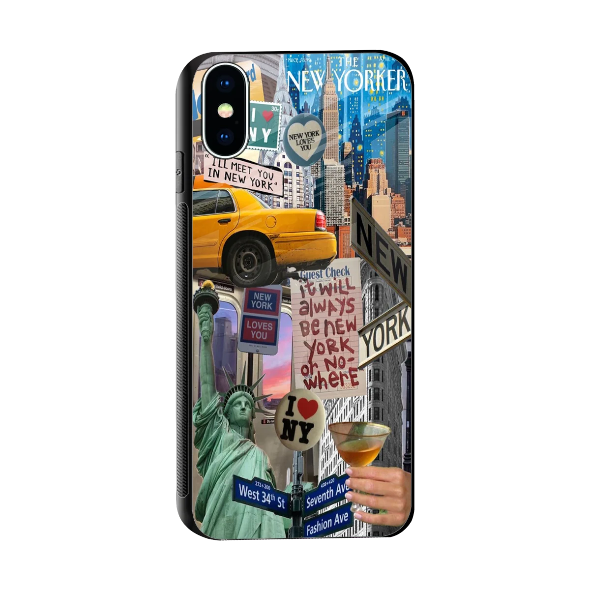 NY Forever sleek iphone xs cover with tempered glass back and TPU edges
