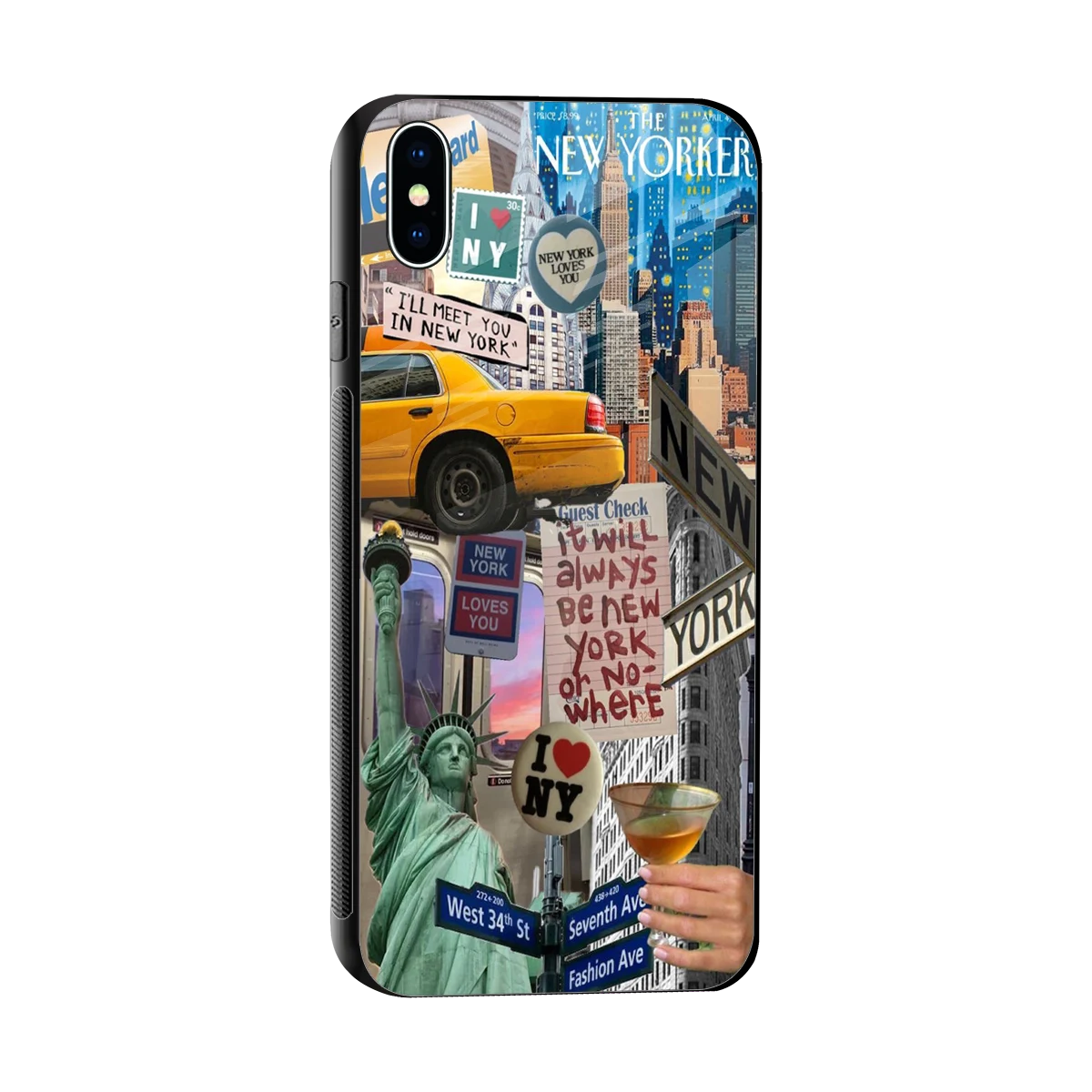 NY Forever sleek iphone xs max cover with tempered glass back and TPU edges