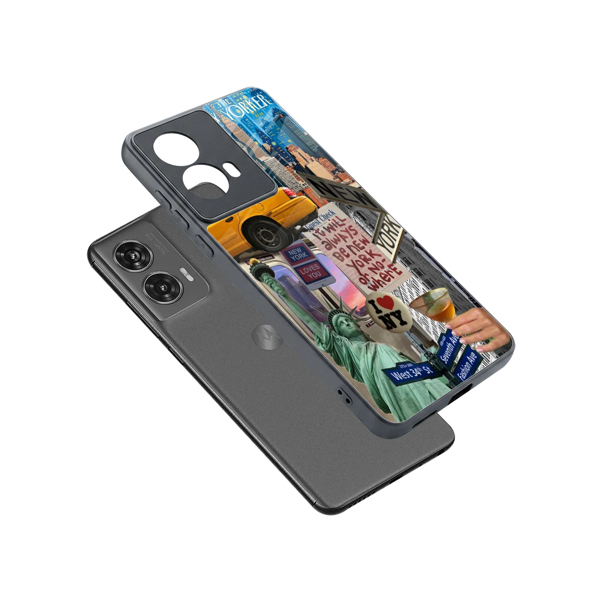 NY Forever sleek motorola edge 50 fusion cover with tempered glass back and TPU edges