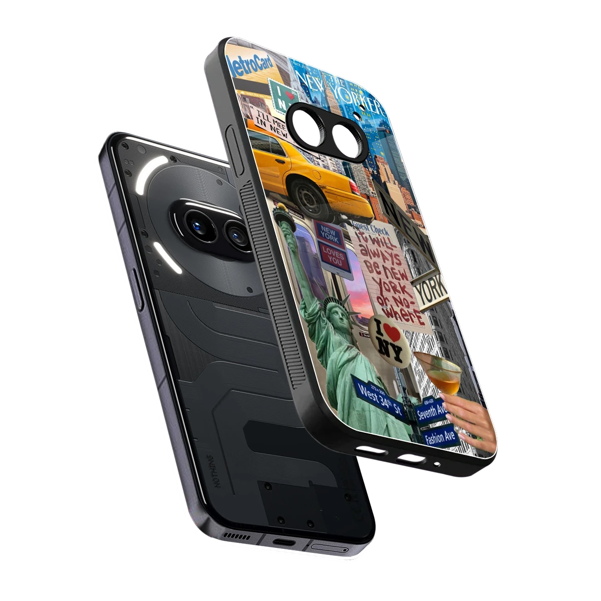 NY Forever sleek nothing phone 2a cover with tempered glass back and TPU edges