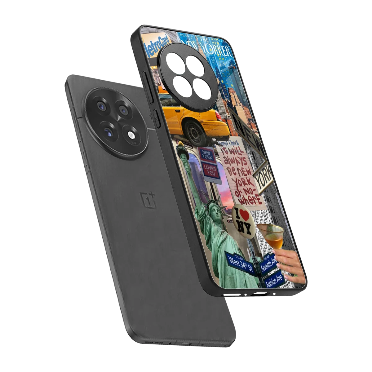 NY Forever sleek oneplus 13r cover with tempered glass back and TPU edges