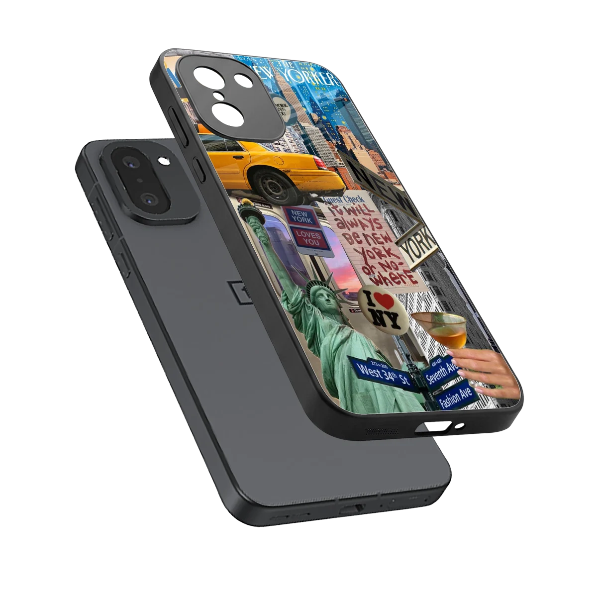 NY Forever sleek oneplus 15r cover with tempered glass back and TPU edges