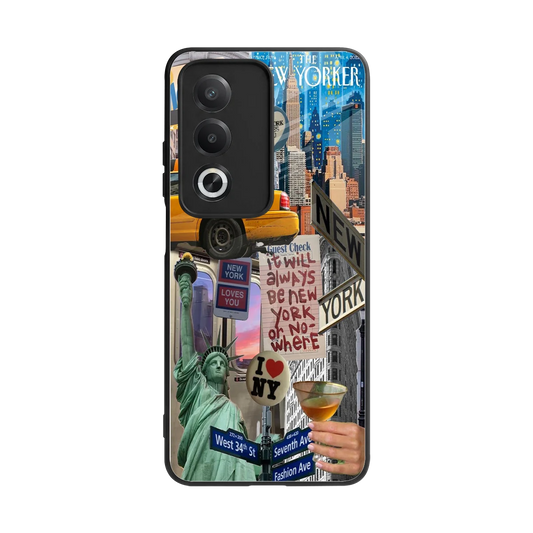 NY Forever back phone cover | glass case for oppo a3 pro