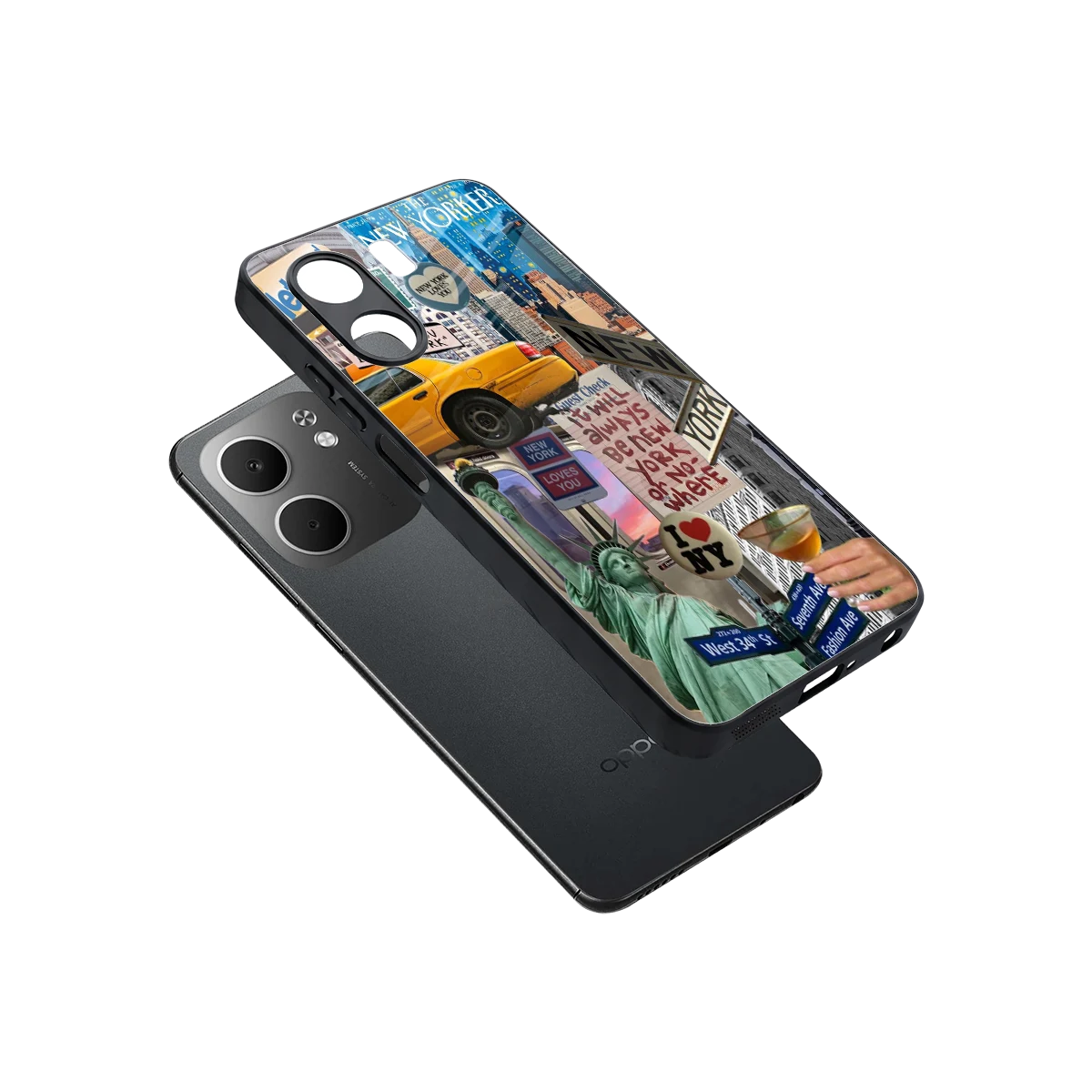 NY Forever sleek oppo a5x 5g cover with tempered glass back and TPU edges