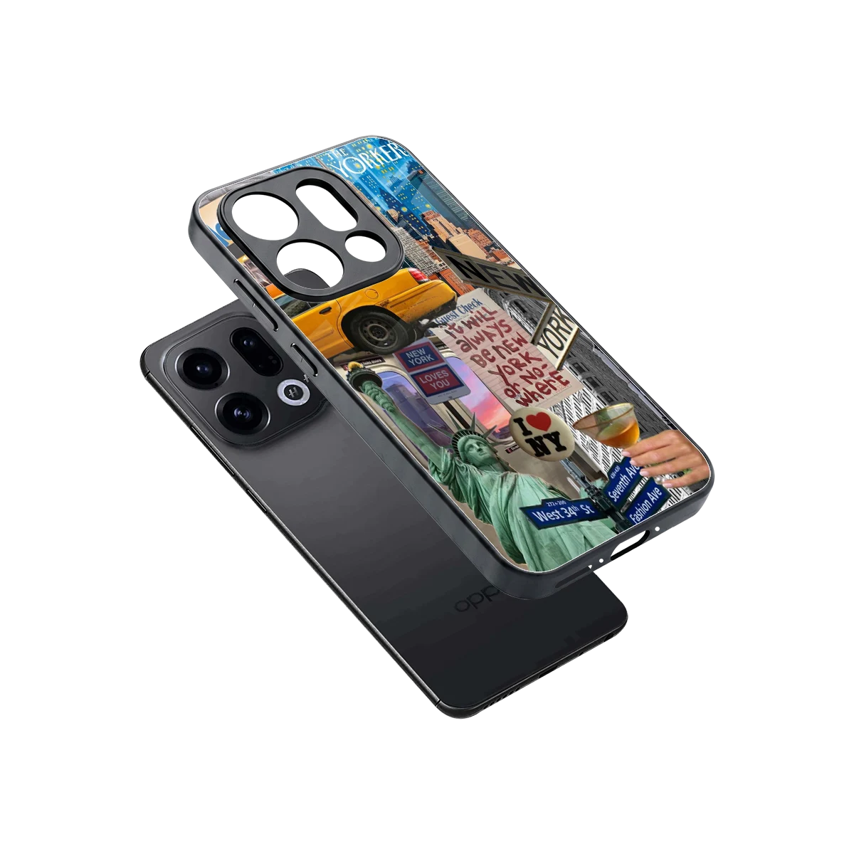 NY Forever sleek oppo find x9 cover with tempered glass back and TPU edges
