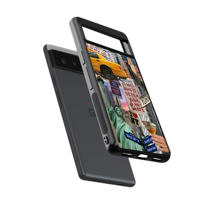NY Forever sleek google pixel 6 cover with tempered glass back and TPU edges