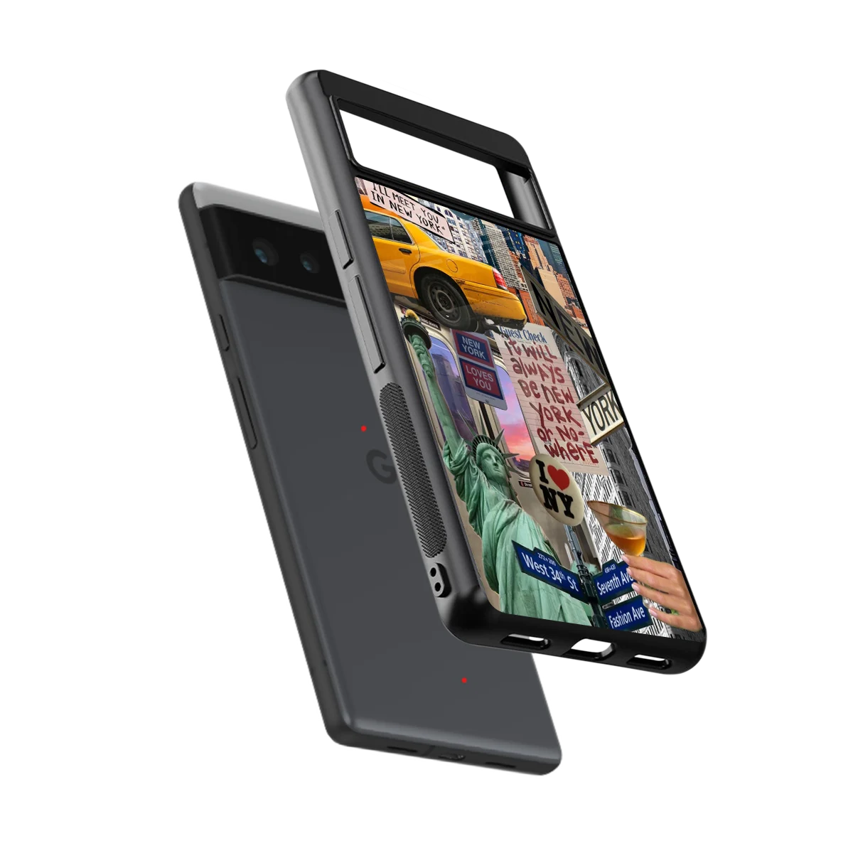 NY Forever sleek google pixel 6a cover with tempered glass back and TPU edges