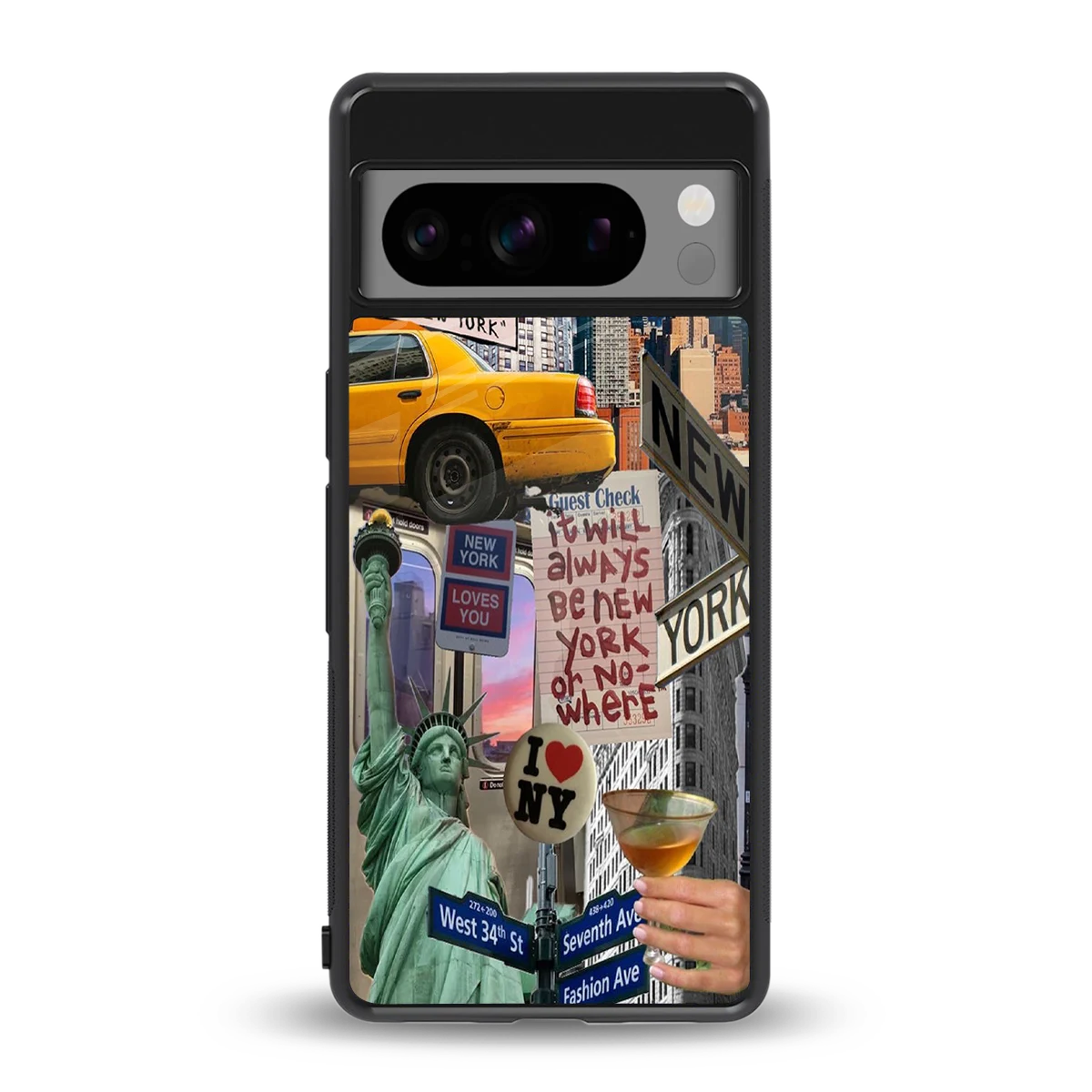 NY Forever back phone cover | glass case for google pixel 8 pro