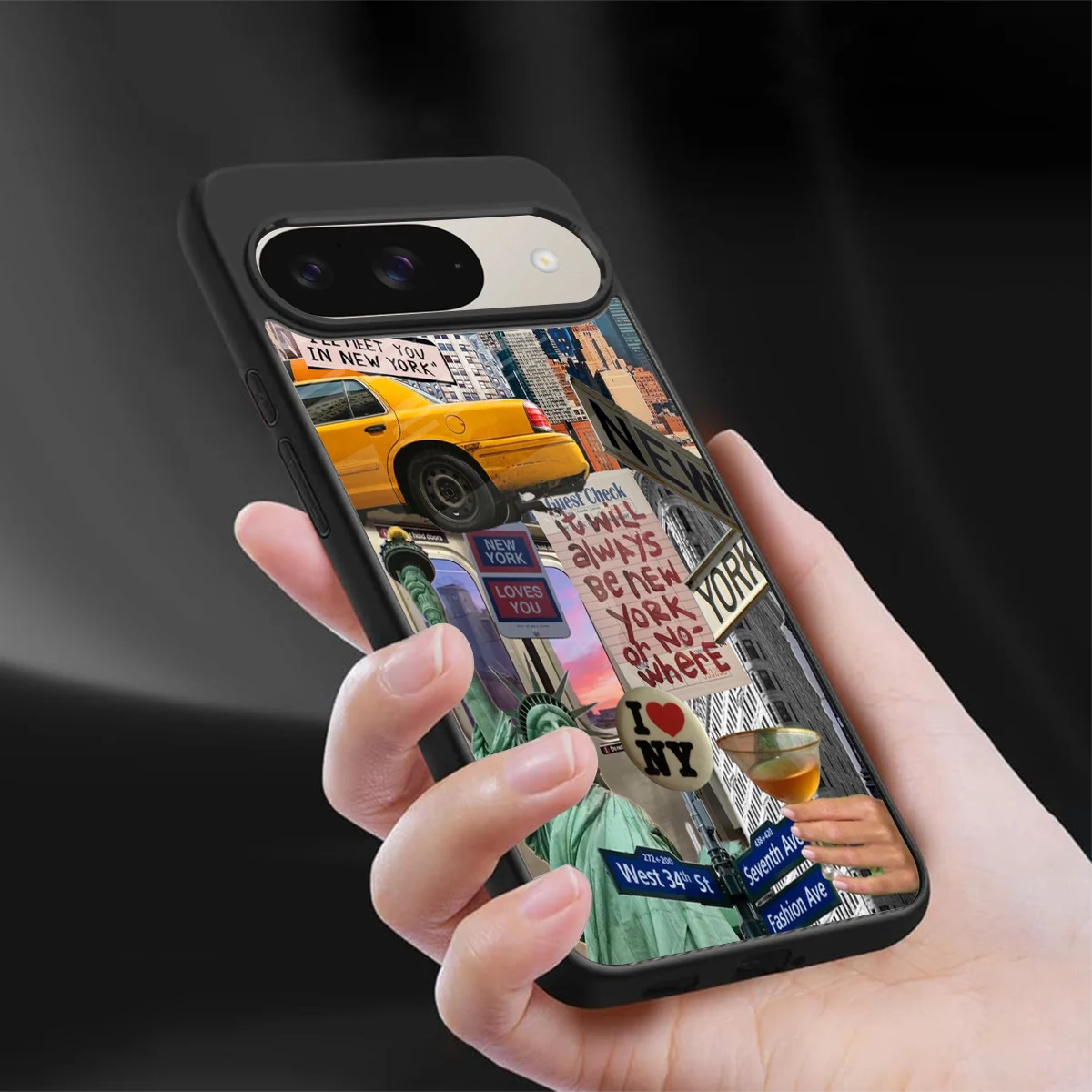 NY Forever sleek google pixel 9 cover with tempered glass back and TPU edges