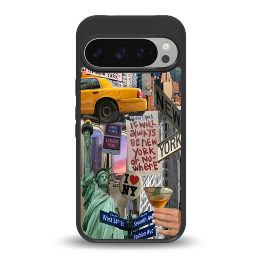 NY Forever back phone cover | glass case for google pixel 9 pro xl