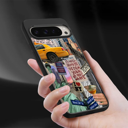 NY Forever sleek google pixel 9 pro xl cover with tempered glass back and TPU edges