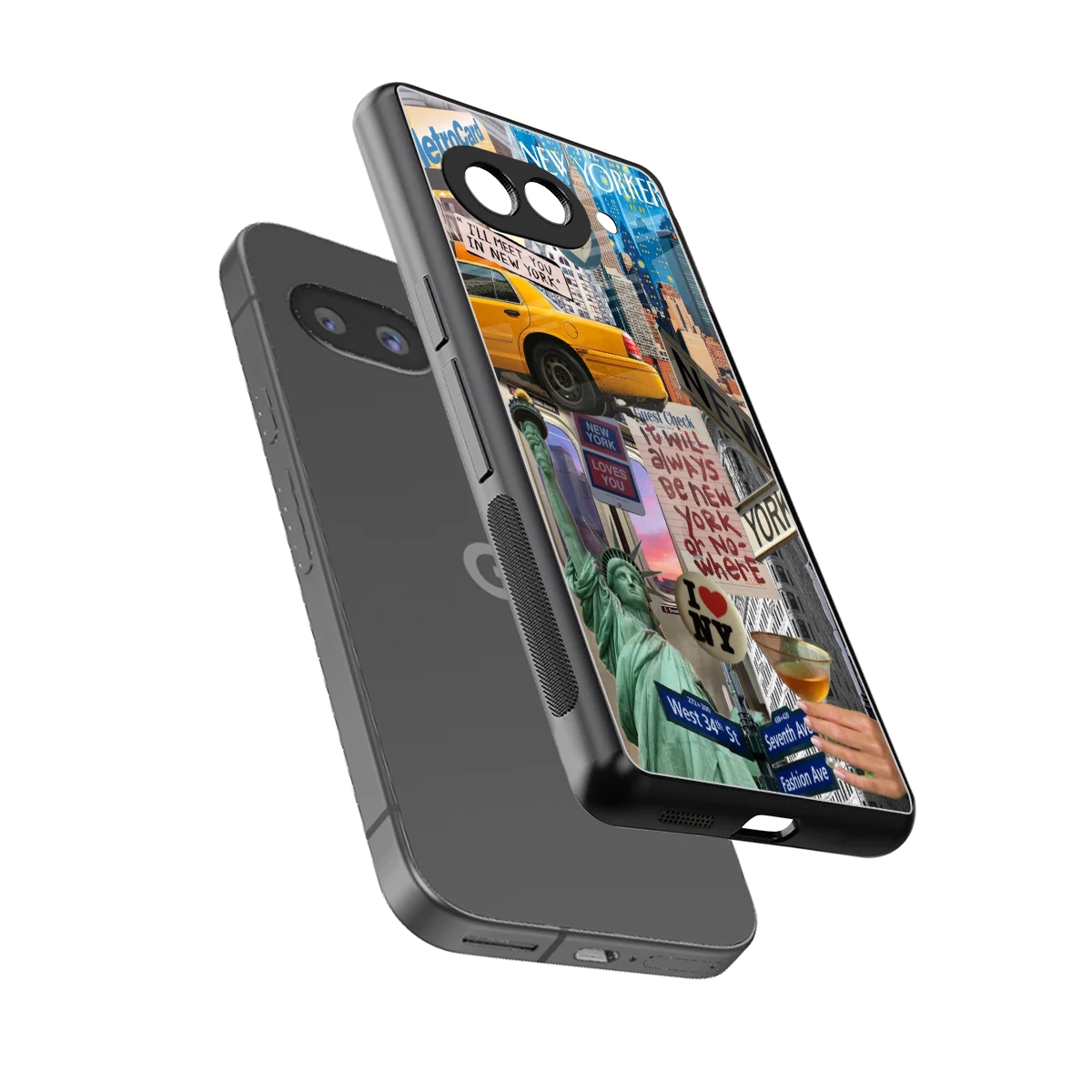 NY Forever sleek google pixel 10a cover with tempered glass back and TPU edges