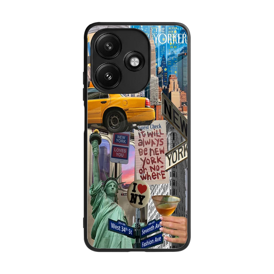 NY Forever back phone cover | glass case for redmi 12 5g