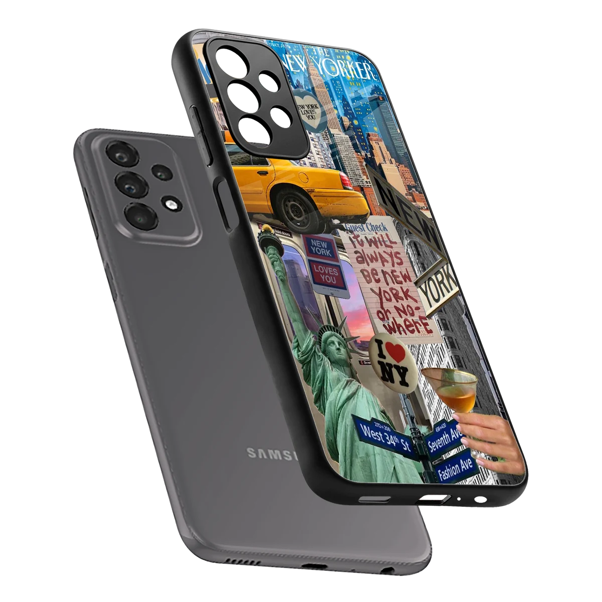 NY Forever sleek samsung galaxy a23 cover with tempered glass back and TPU edges
