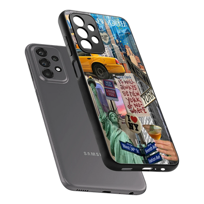 NY Forever sleek samsung galaxy a23 cover with tempered glass back and TPU edges