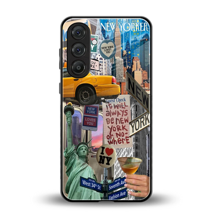 NY Forever back phone cover | glass case for samsung galaxy m35 5g