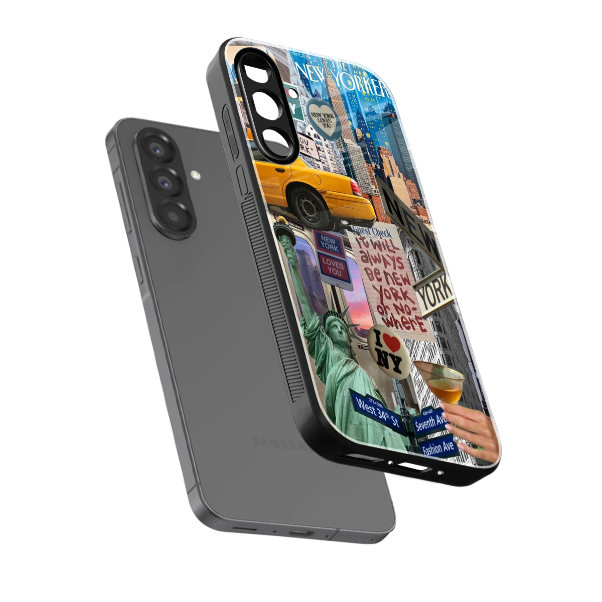 NY Forever sleek samsung galaxy a56 5g cover with tempered glass back and TPU edges