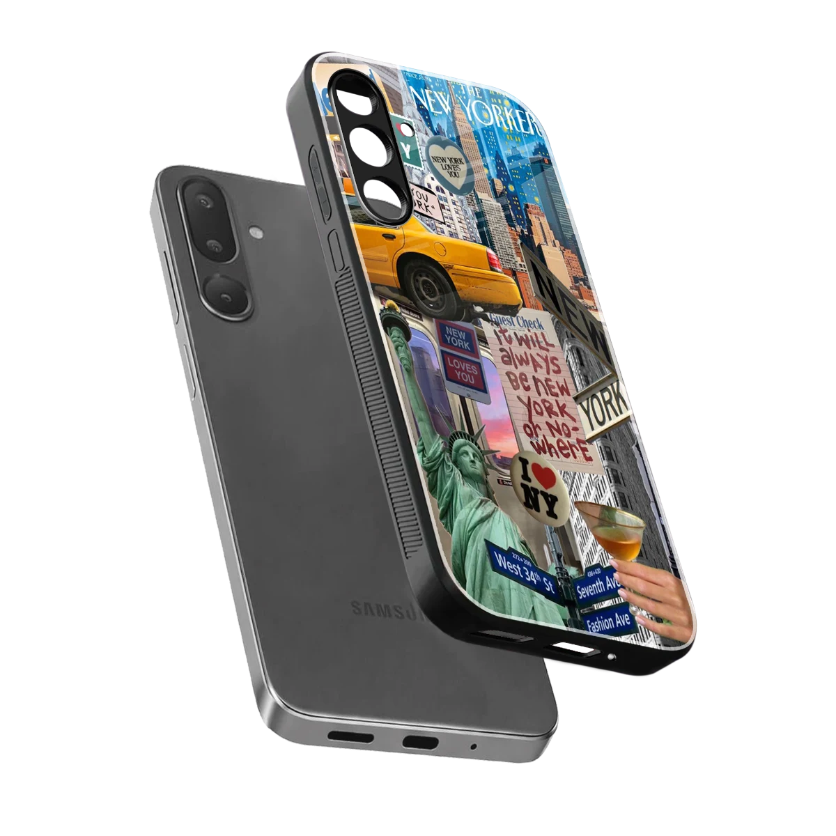 NY Forever sleek samsung galaxy m36 5g cover with tempered glass back and TPU edges