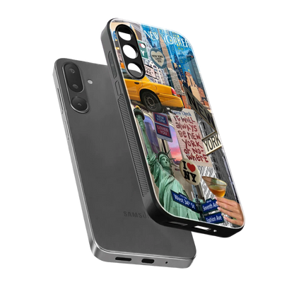 NY Forever sleek samsung galaxy m36 5g cover with tempered glass back and TPU edges