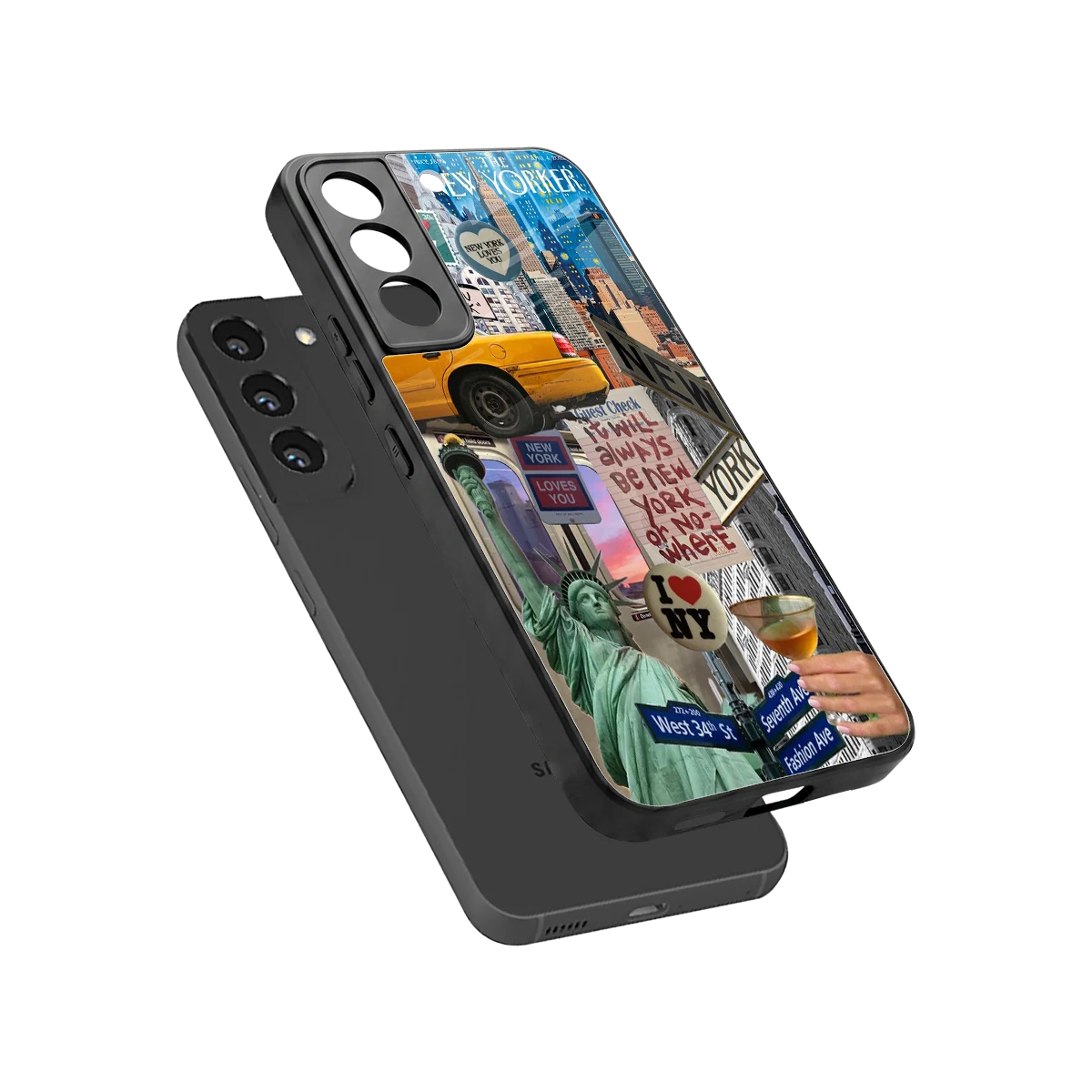 NY Forever sleek samsung galaxy s22 cover with tempered glass back and TPU edges