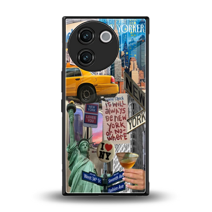 NY Forever back phone cover | glass case for vivo v30e