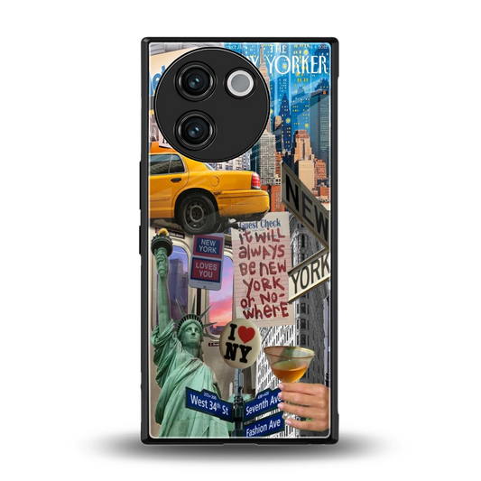 NY Forever back phone cover | glass case for vivo v30e