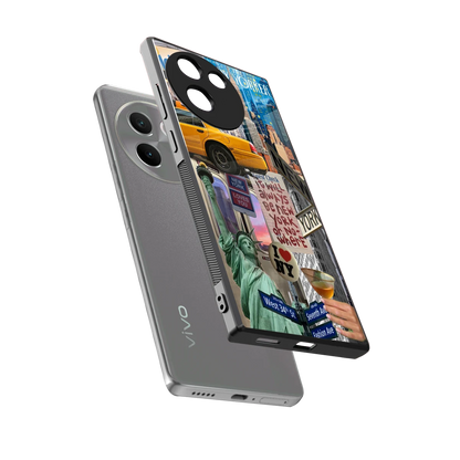 NY Forever sleek vivo v30e cover with tempered glass back and TPU edges