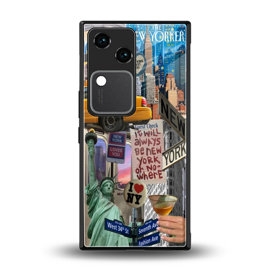 NY Forever back phone cover | glass case for vivo v30