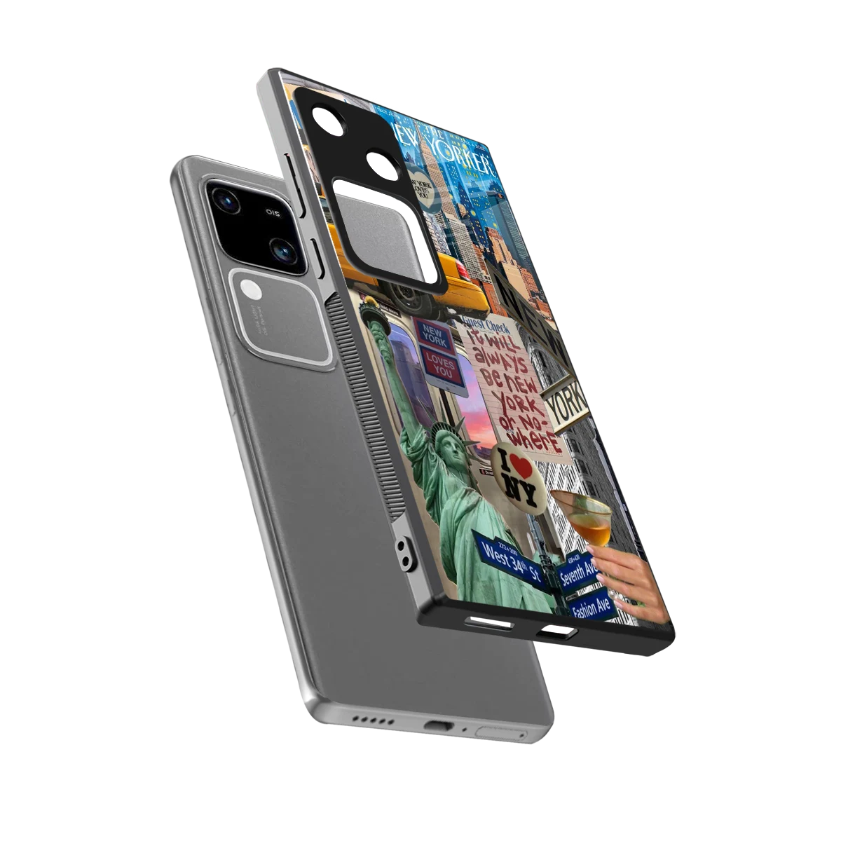 NY Forever sleek vivo v30 cover with tempered glass back and TPU edges