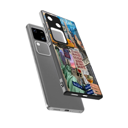 NY Forever sleek vivo v30 cover with tempered glass back and TPU edges
