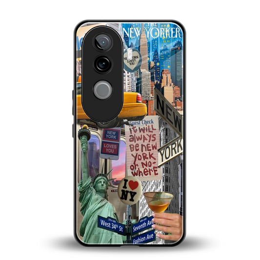 NY Forever back phone cover | glass case for vivo v40e
