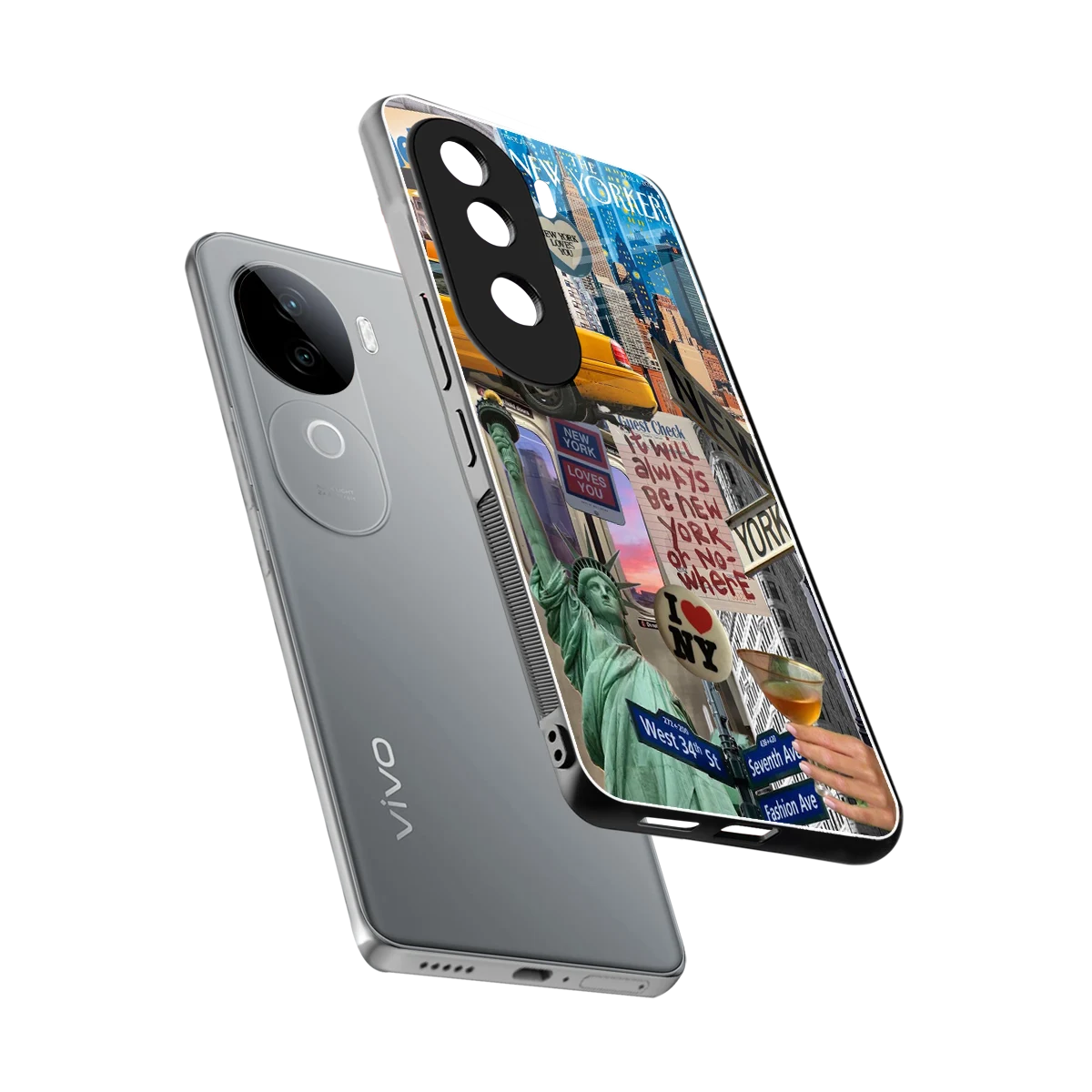 NY Forever sleek vivo v40e cover with tempered glass back and TPU edges