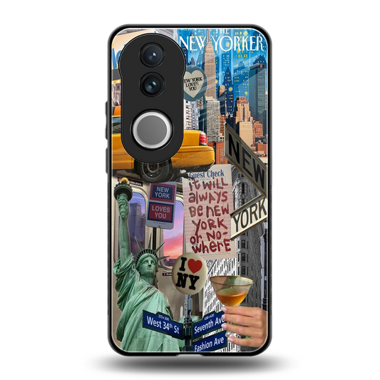 NY Forever back phone cover | glass case for vivo v50