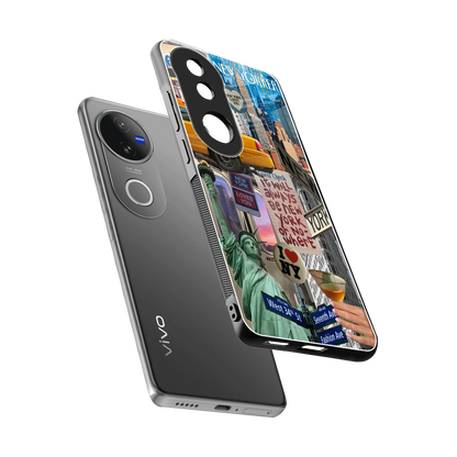 NY Forever sleek vivo v50 cover with tempered glass back and TPU edges