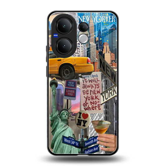 NY Forever back phone cover | glass case for vivo v60