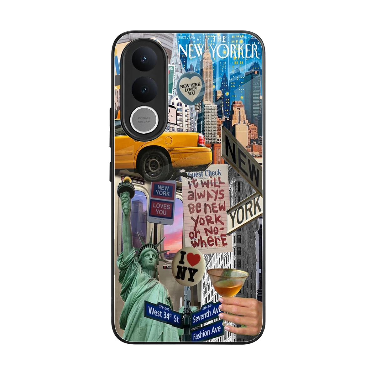 NY Forever back phone cover | glass case for vivo v70 fe