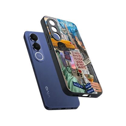 NY Forever sleek vivo v70 fe cover with tempered glass back and TPU edges