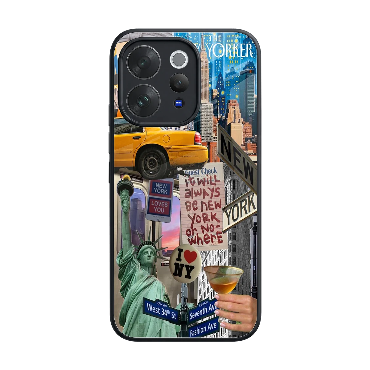 NY Forever back phone cover | glass case for vivo v70 elite