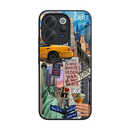 NY Forever back phone cover | glass case for vivo v70 elite