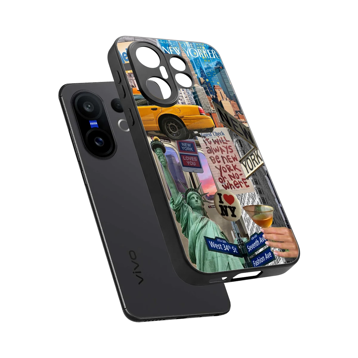NY Forever sleek vivo x200 fe cover with tempered glass back and TPU edges