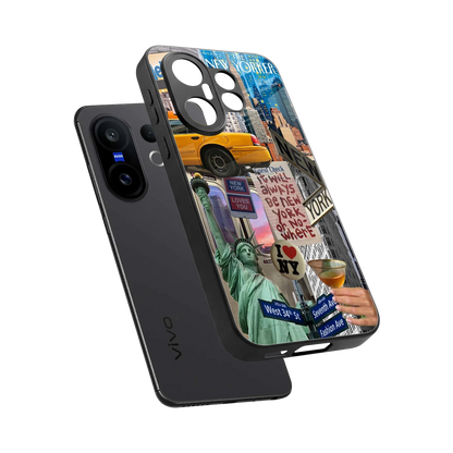 NY Forever sleek vivo x200 fe cover with tempered glass back and TPU edges
