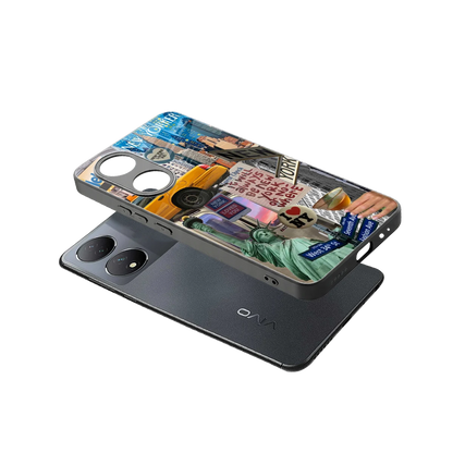 NY Forever sleek Vivo-y100 cover with tempered glass back and TPU edges