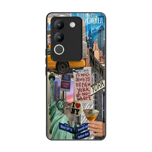 NY Forever back phone cover | glass case for vivo y200 5g