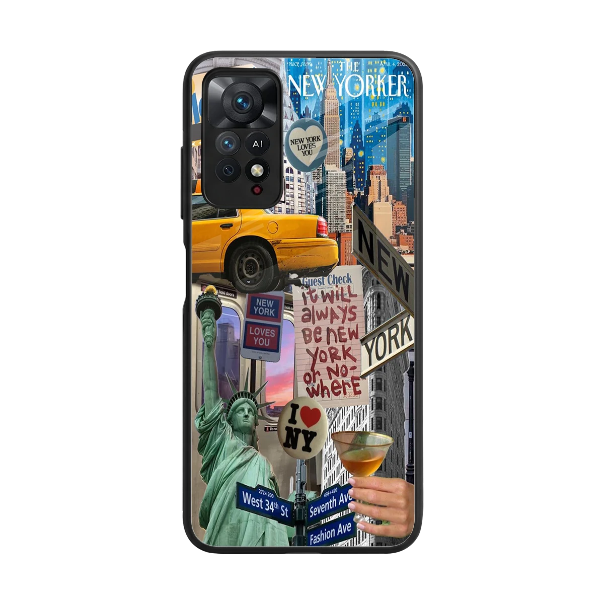 NY Forever back phone cover | glass case for redmi note 11 pro