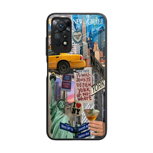 NY Forever back phone cover | glass case for redmi note 11 pro