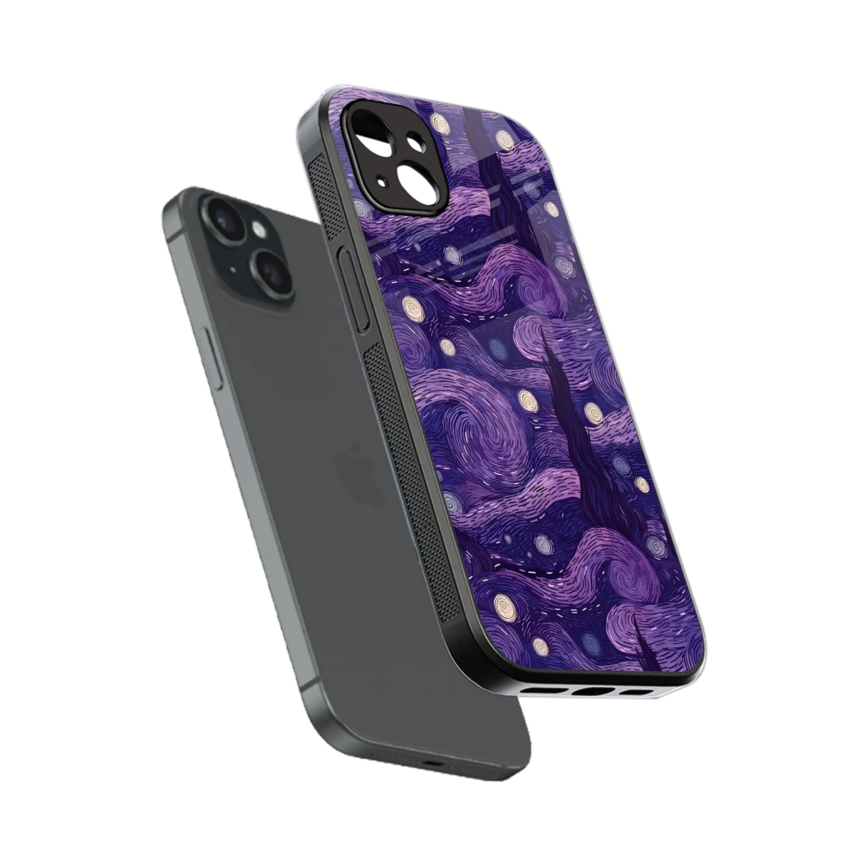 Nebula Galaxy sleek iphone 15 plus cover with tempered glass back and TPU edges